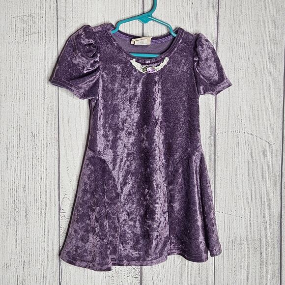 VTG 90s Little Precious Purple Velvet Fit & Flare Dress, size 3T - Picture 2 of 6
